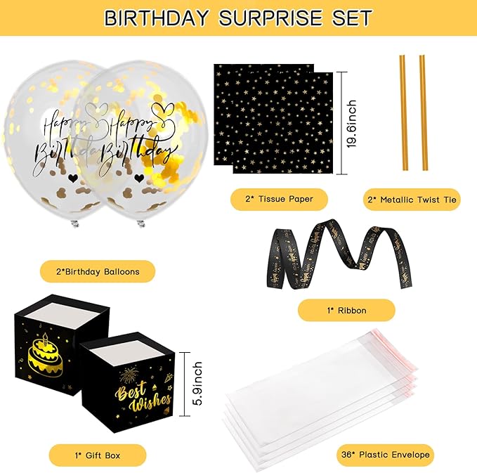 UQM Birthday Money Box for Cash Gift Pull, Funny Pull Money Balloon Box | Happy - Image 7