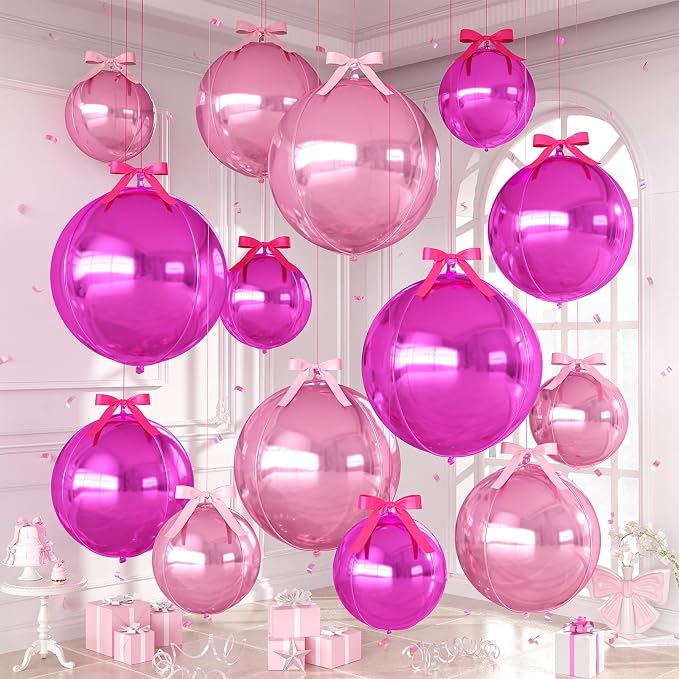 Hot Pink Light Pink Round Foil Balloons by Dagelar