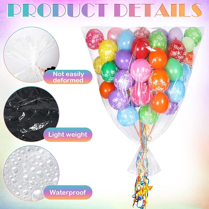 6 Pieces Balloon Transport Bags, 98.4 x 59.1 Inch Clear Giant Storage Bags - Image 3