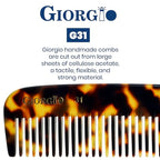 Giorgio G31 Fine Tooth Comb and Wide Tooth Hair Comb, Hair Styling Comb for Men, Grooming Hair Combs for Women, Mens Beard Care Combs for Detangling and Styling, Handmade Saw-Cut and Hand Polished