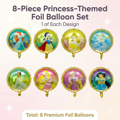 8pcs princess Foil Balloons Theme Birthday Party Supplies 8pc Balloon Bouquet - Image 2