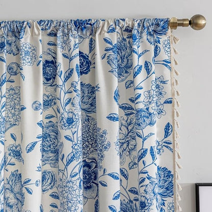 F-CHU Boho Curtains for Living Room 96 Inch Length French Country Floral Drapes - Image 3