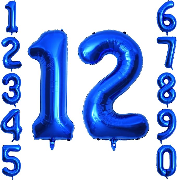 Navy Blue Number 12 Balloon 40 Inch, Shiny Foil Double Digit Party Supplies | by Unknown