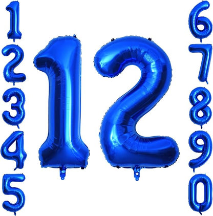 Navy Blue Number 12 Balloon 40 Inch, Shiny Foil Double Digit Party Supplies | by Unknown