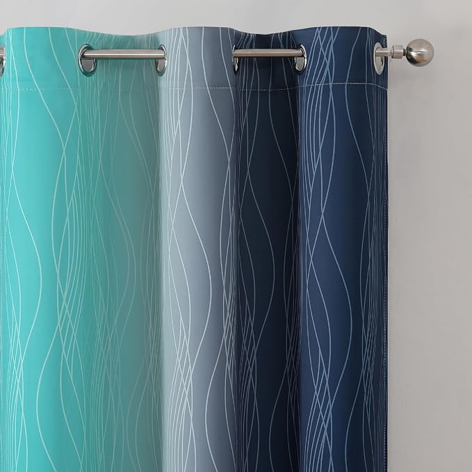 Teal and Navy Blue Blackout Curtains - Image 4