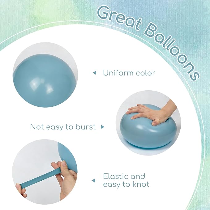 60pcs Blue and Green Balloons 12inch - Image 3