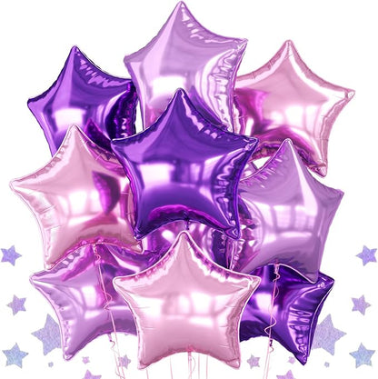 Purple Pink Star Foil Balloon, 18 Inch Metallic Pink and Purple Stars Balloons by BIAPIAN
