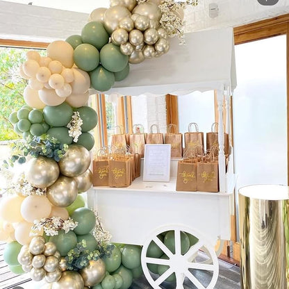 Dusty Green White Gold Balloons - Image 5