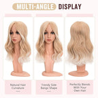 Hairro 18 Inch Long Hair Toppers Wavy with Side Bangs for Women, Clips In Synthetic Hairpieces Capless, for Adding Volume/Birthday/Party/Halloween/Cosplay Dress Up, White Blonde to White