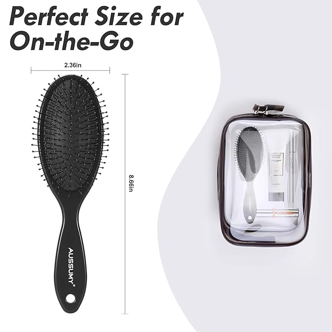 Air Cushion Detangling Hair Brush - 2 Pack Detangler Hairbrush with Ultra Soft Bristles for Effortless Tangle Removal -For Wet Dry Damaged Curly Hair for Women Men Boys Girls Kid - Black & Dark Purple