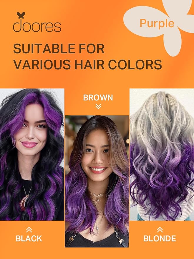 DOORES Hair Extensions Real Human Hair, Purple 22 Inch 30g 10pcs, Tape in Hair Extensions Real Human Hair Seamless Straight Remy Hair Extensions Tape ins