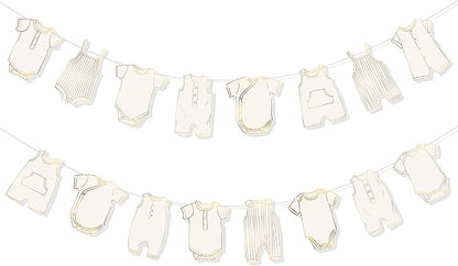 Boho Neutral Baby Clothes Banner Garland 2pcs Pre-Assembled Bunting Banners - Image 9