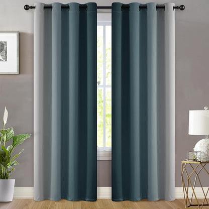 Yakamok Ombre Curtains Stone Blue and Greyish White - Image 2