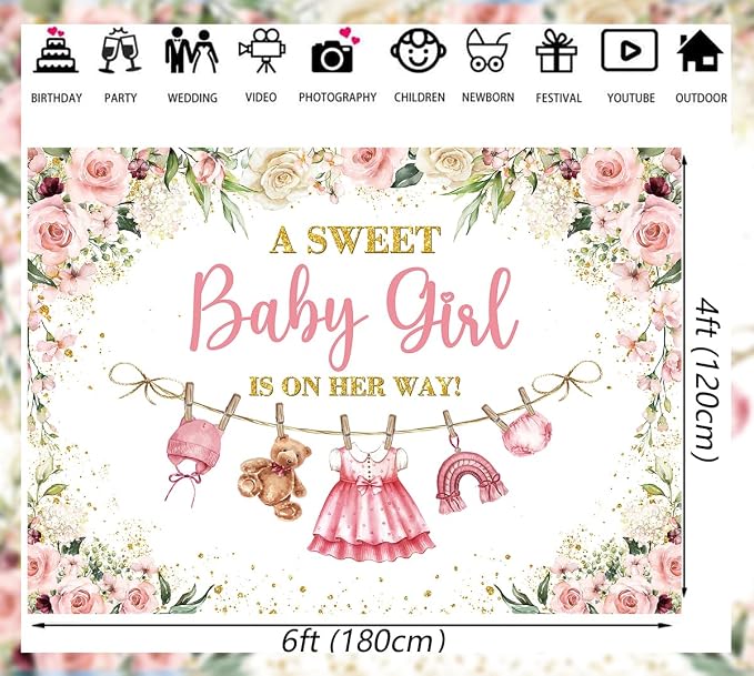 Cute Clothes Baby Shower Backdrop - Image 7