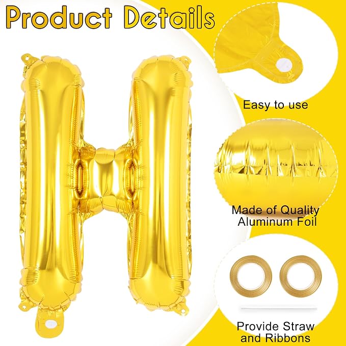 26 Pcs Gold Letter Balloons, 16 Inch Foil Alphabet Letter Balloons, Letter A-Z - Image 5