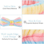 Casoty Spa Headbands - 6 Pcs Soft Coral Fleece Makeup Headbands for Face Washing, Shower, Yoga, and More