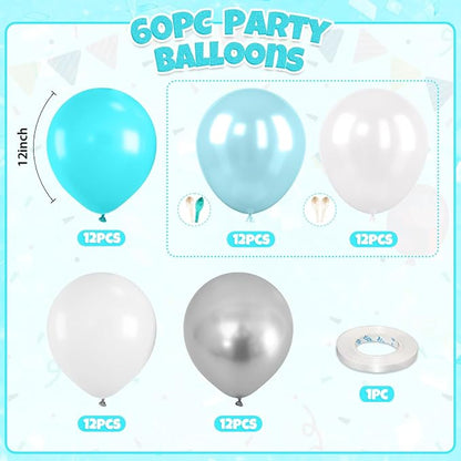Double Stuffed Teal Balloons, Pearl White Balloon - Image 2