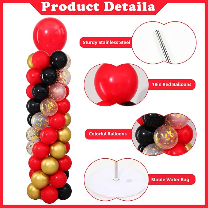 Red Black Gold Balloon Column Stand Kit Set of 2 - Image 4