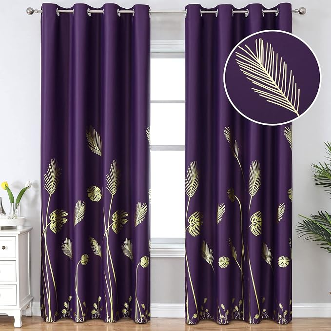 Purple Blackout Curtains & Drapes 102 Inch Length 2 Panels Set by ESTELARTEXTILER