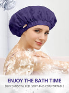 Years calm Reusable Waterproof Shower Caps for Women, Hair Caps for Showers, Double-Layer Elastic Design, for All Hairstyles, Travel-Friendly (Dark Blue)