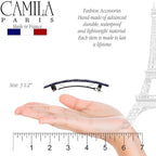 Camila Paris CP3250 French Hair Barrette Clip for Girls, Blue Shell, Rubberized Metal Closure Strong Hold Grip Hair Clips for Women, No Slip Durable Styling Girls Hair Accessories, Made in France