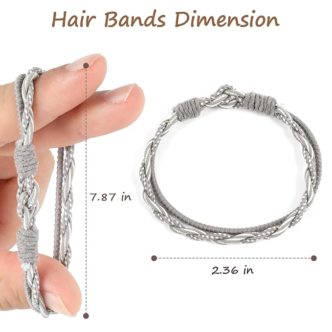 Boho Hair Ties with Beads, 25 PCS 5 Styles Cute Elastic Hair Bands for Thick or Thin Hair, No Damage Hair Tie Bracelets in Blue for Girls and Women