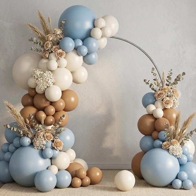RUBFAC 135pcs Dusty Blue Balloons, Haze Blue Latex Balloon Different Sizes 18 - Image 6