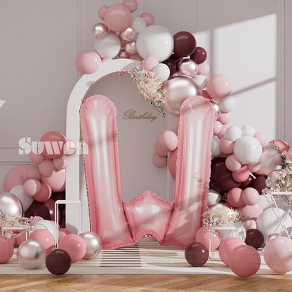 SUWEN 40 Inch Pink Large W Letter Balloons Big Foil Helium A-Z | Jumbo Mylar - Image 4