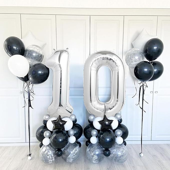 Number Balloons Silver Party Balloon - Image 4