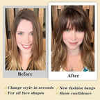 NAYOO Wispy Bangs Hair Clip - Ash Blonde 100% Real Human Hair Clip in Bangs for Women Fringe with Temples Hairpieces for Daily Wear (Ash Blonde, Wispy Bangs)