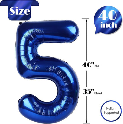 NightBlue Number 5 Balloon 40 Inch, 5th Birthday Decorations Men Women | Foil - Image 5