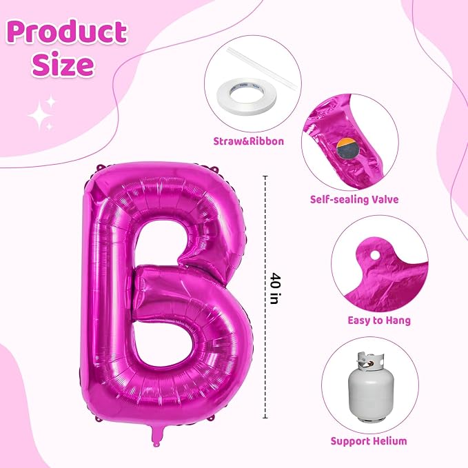 BRIDE Balloons Bachelorette, Hot Pink BRIDE Letter Balloon Bridal Balloons | - Image 2