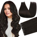 Full Shine Injected Tape in Hair Extensions Human Hair Color 2 Dark Brown Double Sided Tape in Extensions Human Hair Seamless Invisible Injection Extension Remy Skin Weft 16Inch 40G 20Pcs