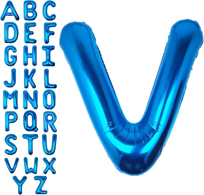 40 Inch Blue Letter V Balloon Big Foil Helium Letter Balloons A-Z | Giant Large by SULALABOO