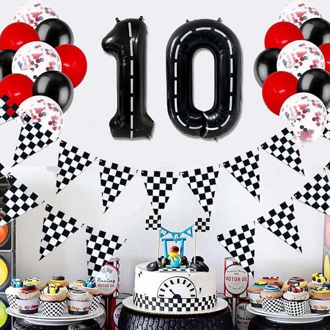 40 Inch Race Car Black Number Balloons Race Car Birthday Party Balloons Large - Image 6