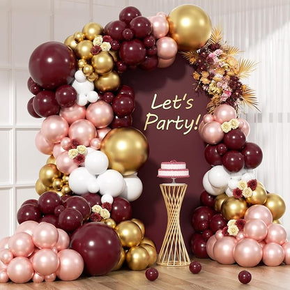 150Pcs Burgundy Balloon Garland Arch Kit by Unknown