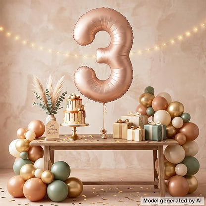 40 Inch Caramel Foil Number 3 Balloon - Image 3