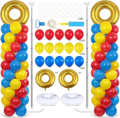 2 Sets Red Blue Yellow Balloon Column Stand Kit by Naozinebi