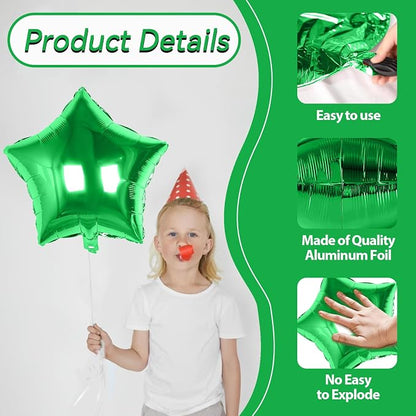 Green Star Balloons Foil, 18 Inch Metallic Stars Balloon - Image 3