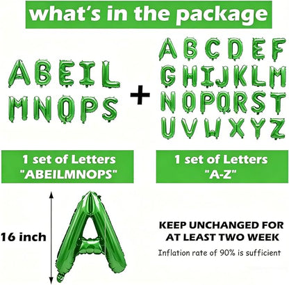 36 Pcs Green Letter Balloons, Custom A-Z Set - Image 3