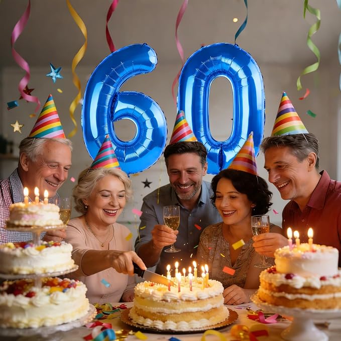 40 Inch Number 60 Balloons for 60th Birthday Party Decorations, 0-100 Dark Blue - Image 2