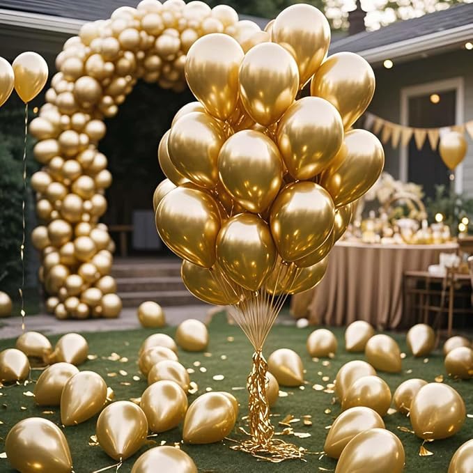 300 Pcs Gold Metallic Chrome Balloons 12 inch Gold Helium Party Balloon - Image 3