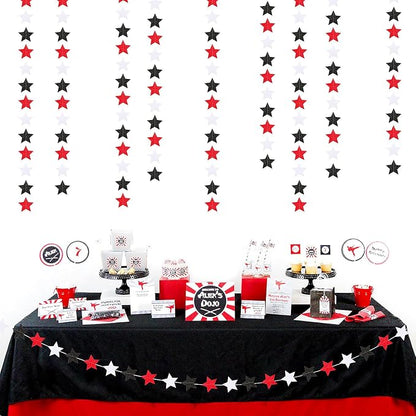 Black White-Red Birthday Party-Decorations Garland - 62FT Twinkle Little Star - Image 5