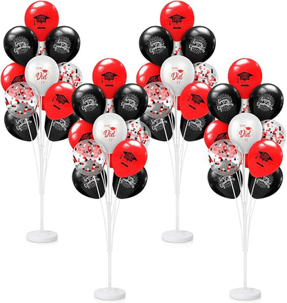 Kasyat 4 Set Red and Black Graduation Balloons Stand High 53 Inch Class of 2026 by Kasyat