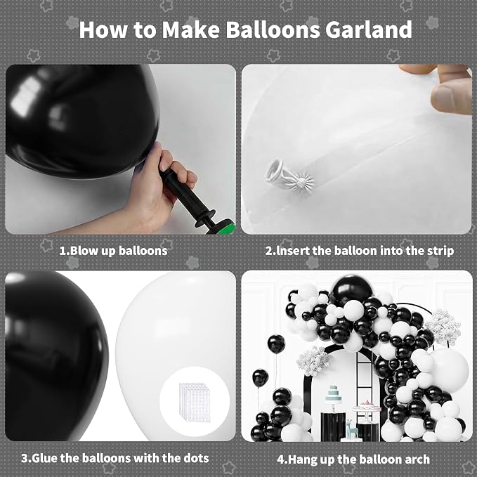 Black and White Balloons Arch Kit - Image 4