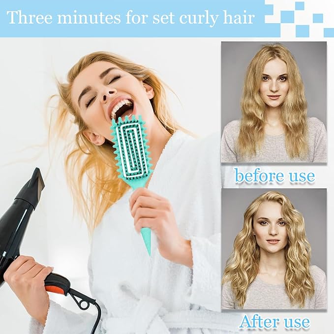 Curly Hair Brush Defining,Curly Brush Defining with Side Gear for Combing, Shaping,and Styling bounce,Lightweight Vented Hair Brush For Wet and Dry Hair（Green Pink）