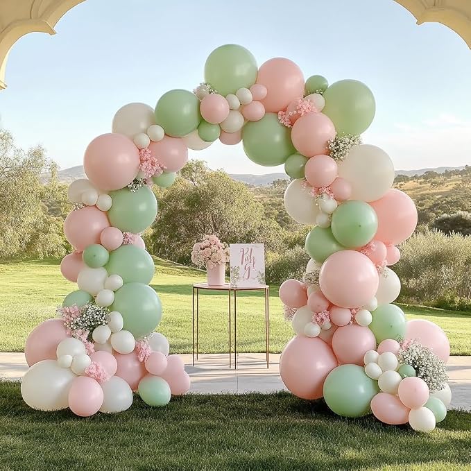 Sage Green Pink Balloon Arch kit - Image 6
