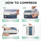 6 Set Compression Packing Cubes for Travel Essentials,Compressible Expandable Packing Cubes for Suitcase,OlarHike Luggage Organizer Bags for Travel(Dark Blue Floral)