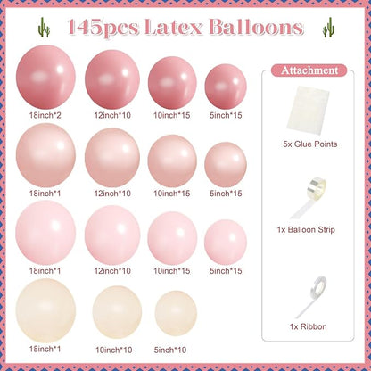 CROSSFINGERS Dusty Pink Balloon Arch Kit, Mexican Fiesta Party Decorations | - Image 2