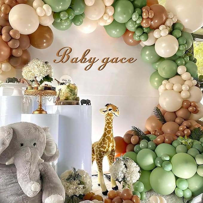 134Pcs Sage Green Tan Balloon Arch Kit, - Image 4